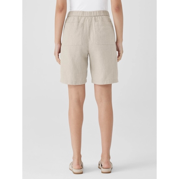 Eileen Fisher Easy Fit Organic Linen Shorts in Short Length Undyed Natural XL - Picture 3 of 12